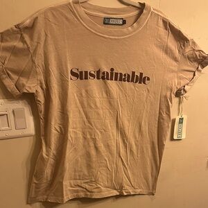 Sustainable- short sleeve- boyfriend tee Tan T-Shirt